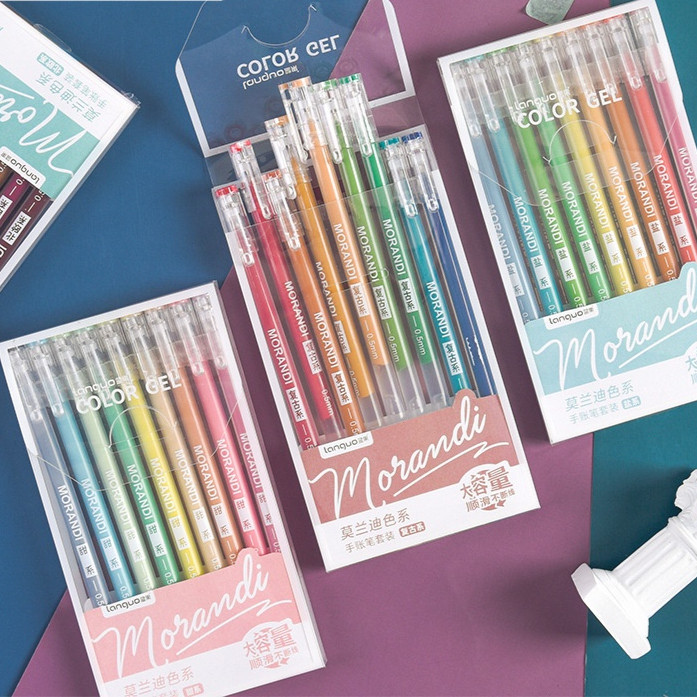 

9pcs pulpen warna warni drawing pen set 0.5mm kuas aesthetic acrylic marker pena warna warni morandi pastel retro color Journal alat tulis art supplies barang aesthetic