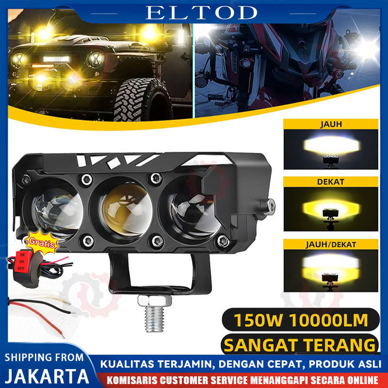 Lampu Tembak Led Foglamp CR7 SQL 3 Mata Laser Gun Putih Kuning 2 Warna Waterproof CR7 Lampu Tembak 3