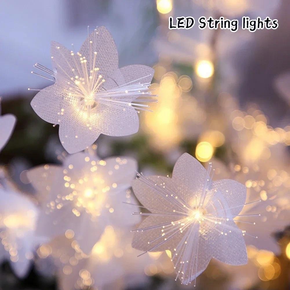 

2/3M LED Fiber Optic Fairy Light Battery-operated Garland Christmas Decoration Party New Year's Decor Artificial Flowers Festoon