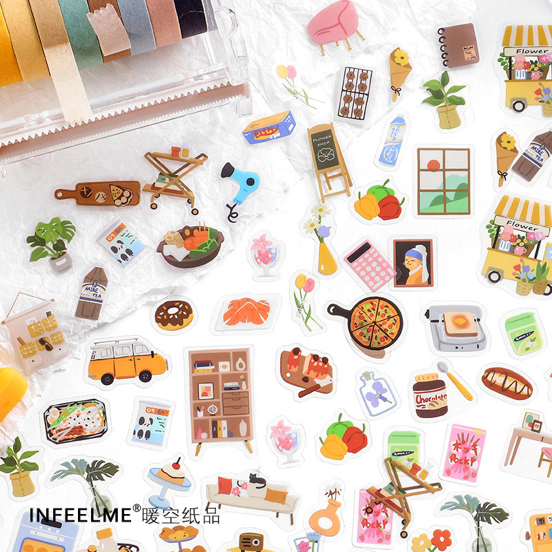 

100 Pcs Green Plants Yummy Food Kawaii Stickers Cute Mini Stationary Sticker Flakes Scrapbooks Stickers For Planner Album Diary