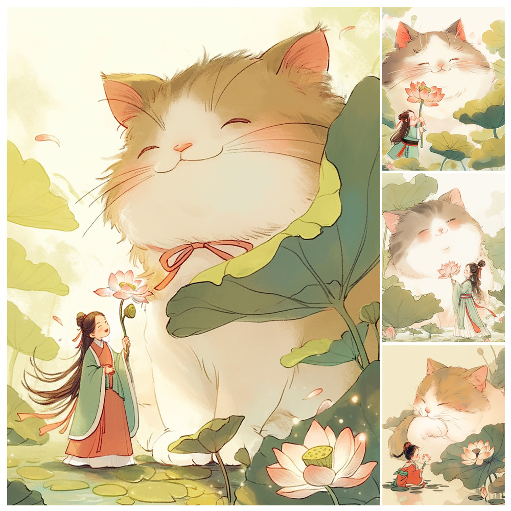 

Hand Painting Lotus Leaf Big Cat Animal Cartoon Landscape Painting By Numbers Kit DIY Artwork Canva Art Home Decoration Gift