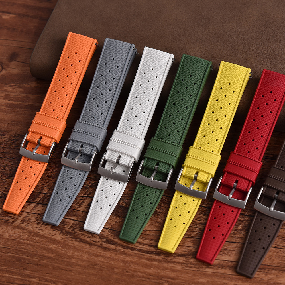 Tropical FKM Rubber Strap Quick Release Watch Band 20mm 22mm Rubber Tropic Strap Smart Watch Strap F