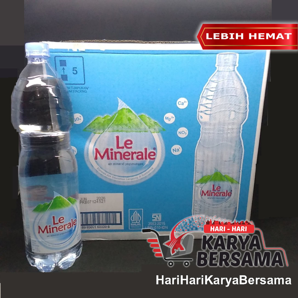 

MINUMAN LE MINERALE AIR MINERAL PER-KARTON ISI 12'S X 1500ML