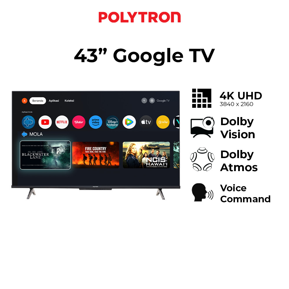 [CIREBON] POLYTRON 4K UHD Smart Google TV 43 Inch PLD 43UG5959