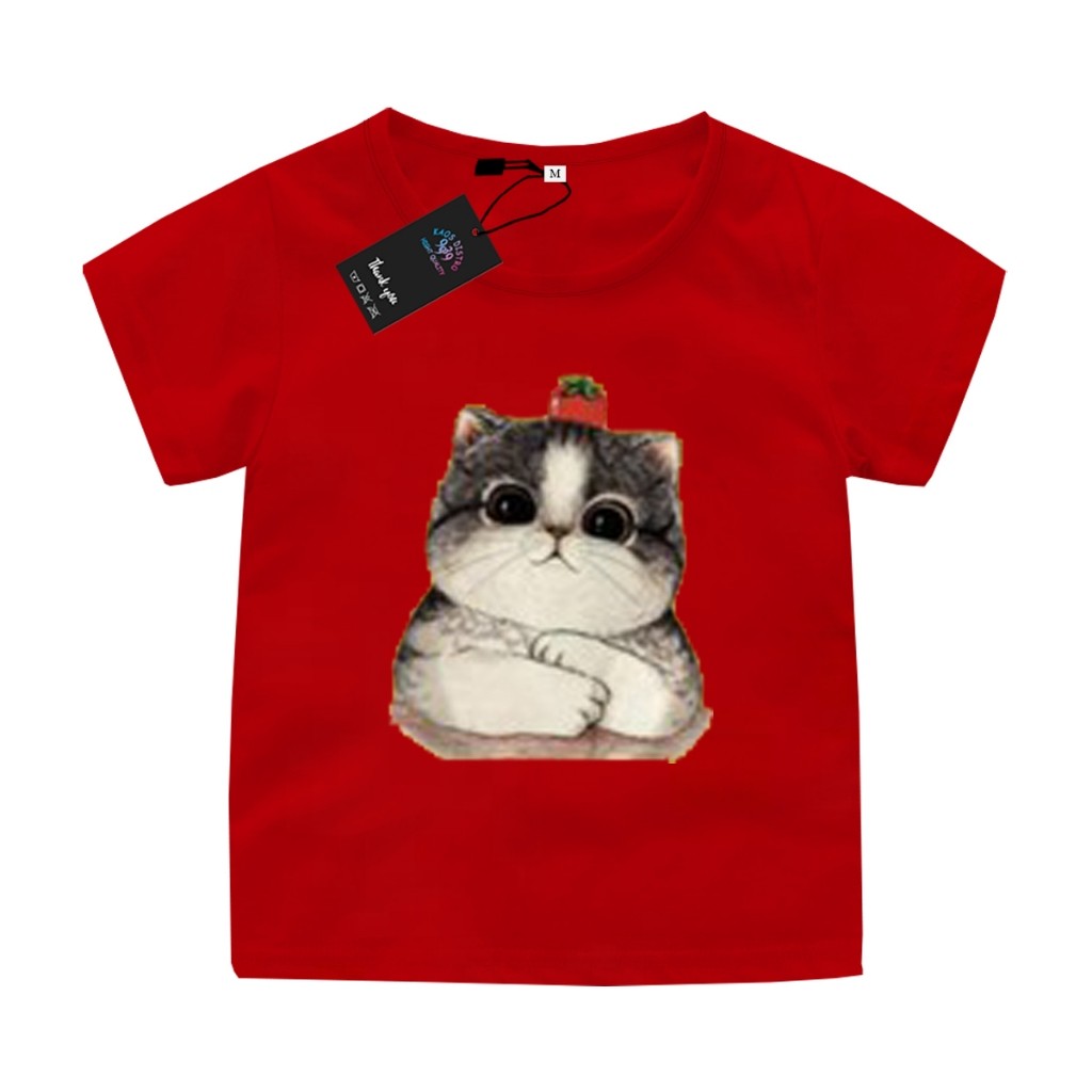 Kaos Kucing Anak Perempuan Atasan Anak Unisex Kaos Baju Anak Toko Baju Anak 9939 0-4 Tahun