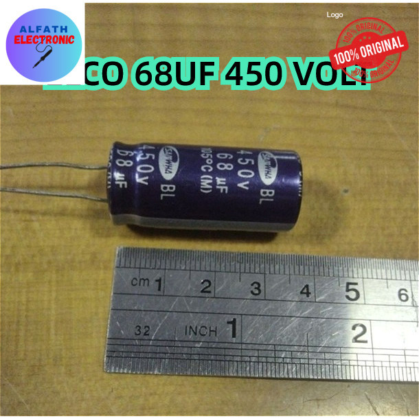 ELCO ELKO 68UF 68 UF 68 MIKRO 450V 450 VOLT KAPASITOR 68UF 450V ORIGINAL KUALITAS BAGUS