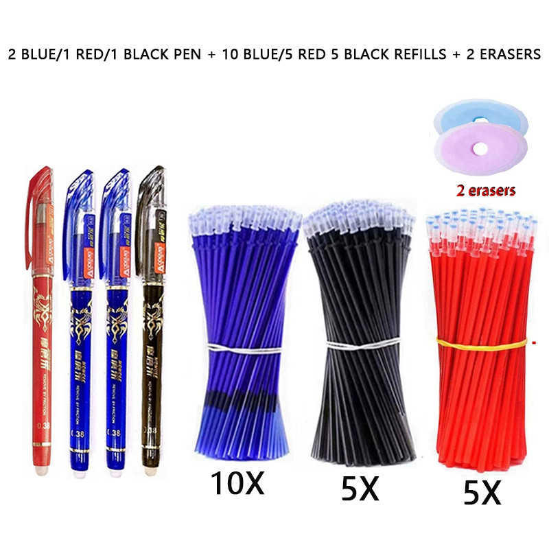 

26 Pcs/Set Kawaii Erasable Pens Blue/black/red 0.35mm Gel Pen Gel Ink Stationery School Writing Supplies for Notebook Office Stu