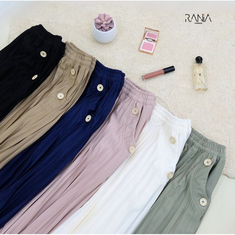 [TERLAKU] Rok Plisket RANIA ZR Dan Hi Fashion Original Variasi Saku Kancing Original