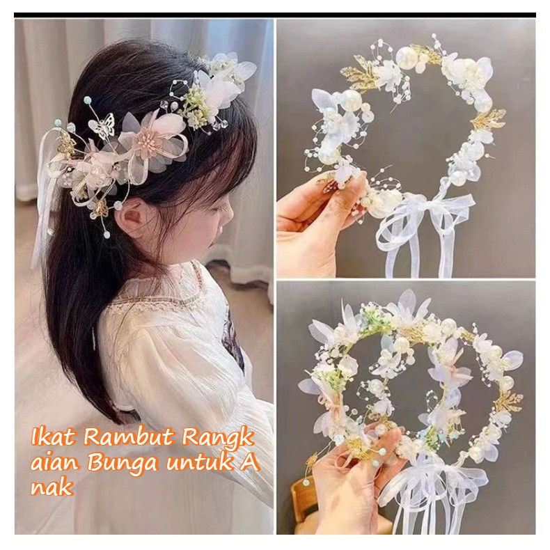 Headband Bayi Putri Antislipping - Hiasan Bunga Halus + Mahkota Rendah Berat, Aman untuk Kulit Sensi