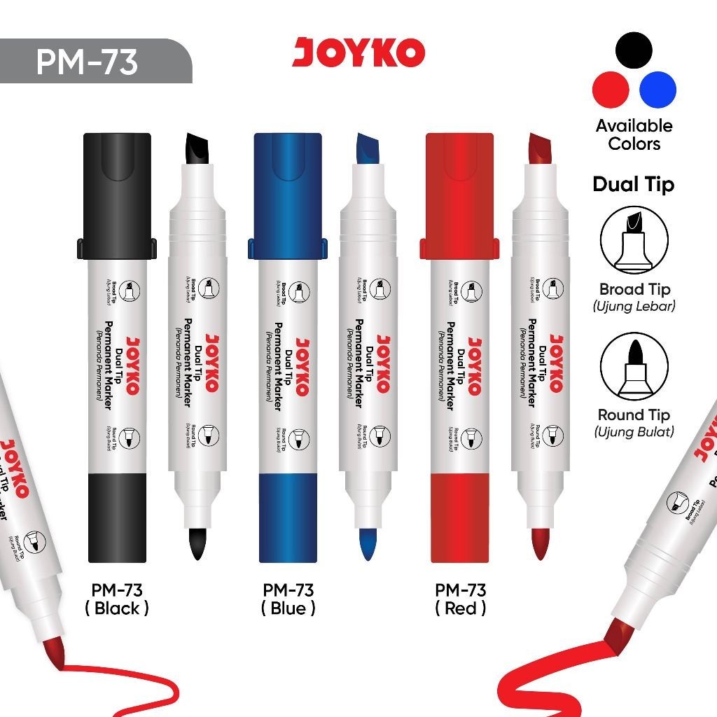

Permanent Marker PM-73 Spidol Permanen Dual Tip Joyko