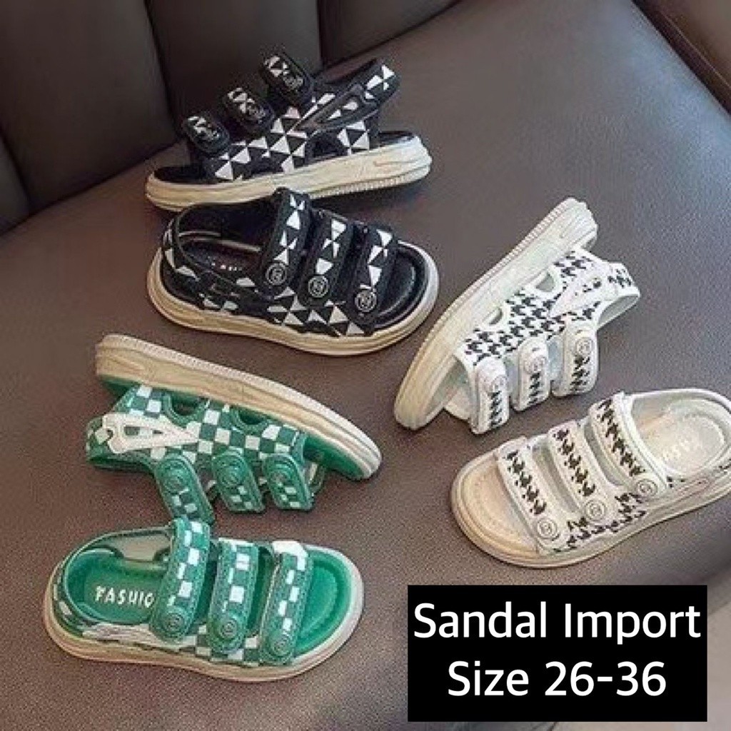 (KVL-JKT) SD-2233 SANDAL ANAK IMPORT CEWEK COWOK BERMOTIF SIZE 26-36