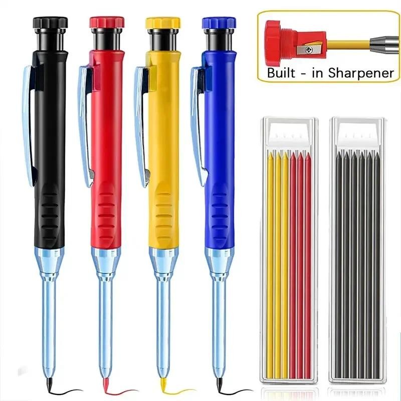 

2.8mm Solid Carpenter Mechanical Pencil with Sharpener for Woodworking Construction Long Head Carpenter Pencil Stationery Supply
