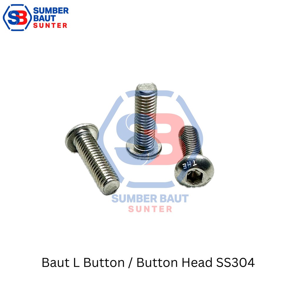 M6x12 Button Head / Baut L Button Stainless SS304 Hex Head Socket Screw 6 x 12