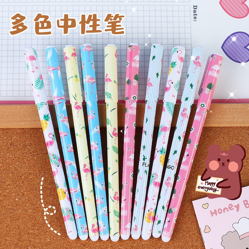 

GANGSASHOP ST03 Pulpen Set 10pcs Warna Warni motif Flaminggo