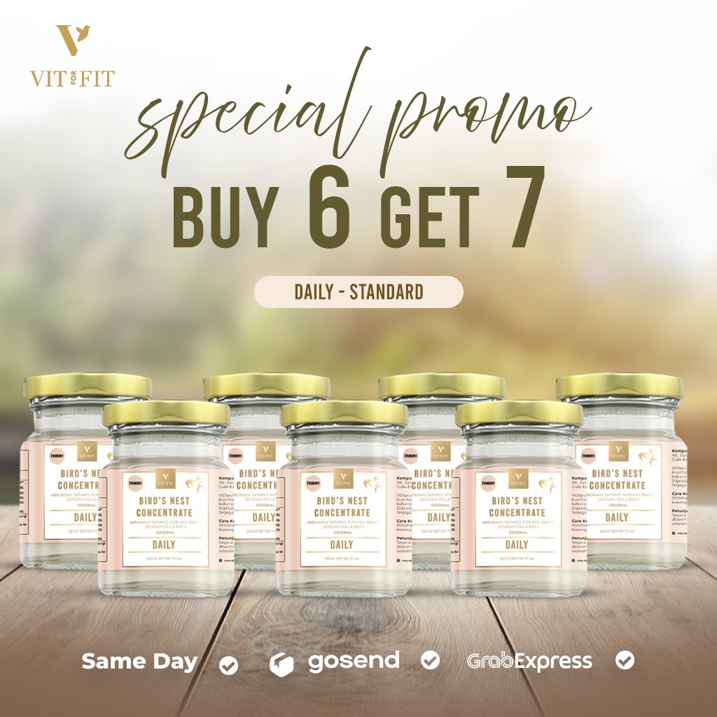 

Vitforfit - (PROMO BUY 6 Get 7) Daily Standard - Minuman Sarang Burung Walet (Bird’s Nest / Yanwo)