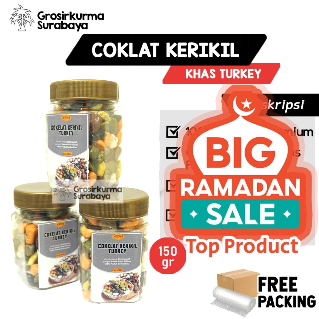 

TERLARIS Cokelat Kerikil TURKI Premium Kemasan Toples 150gr Enak Moodbooster Oleh oleh Haji Coklat Turkey