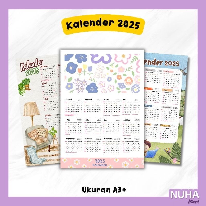 

Kalender 2025 A3+ Wall Decor Aesthetic Dekorasi Dinding Lukisan Poster Ruang Tamu