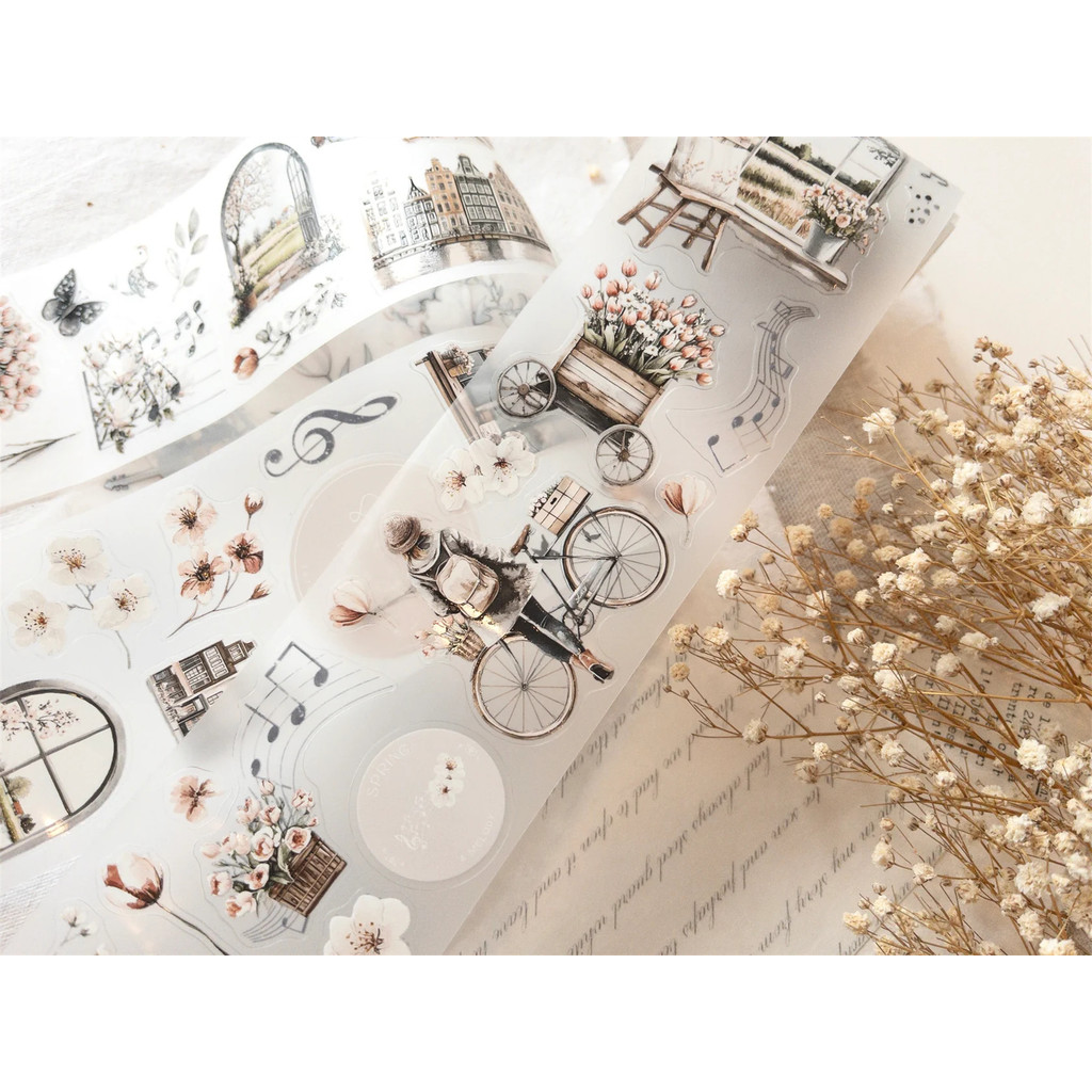 

Creawithgaby Studio Vintage Springtime Melody Washi PET Tape Planner DIY Card Making Scrapbooking Plan Decorative Sticker