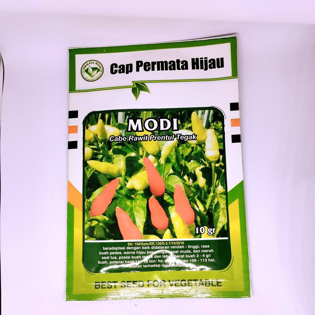 Benih Cabe Rawit Prentul Tegak MODI 10 gram Biji Bibit Cap Permata HIjau