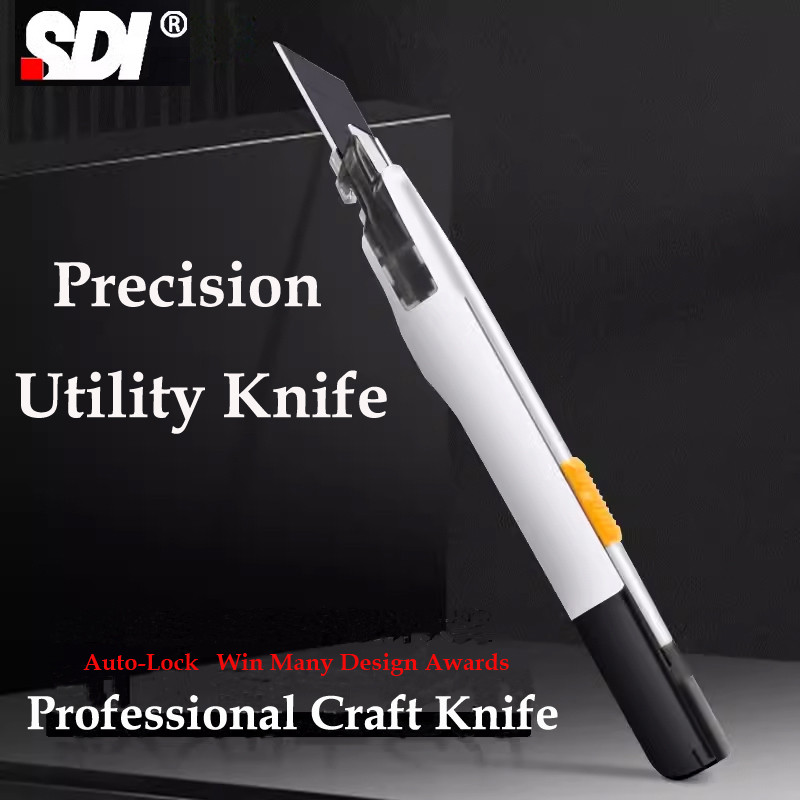 

SDI Craft Pocket Cutting Knife Anti-Shaking Unboxing Cutter Utility Knife Self-Locking 9mm 30 Degree Blades Art Supplies