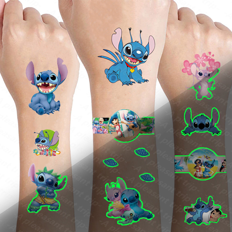 

New Stitch Luminous Tattoo Glow In the Dark Stickers Lilo and Stitch Party Decoration Happy Birthday Baby Shower Supplies Gifts