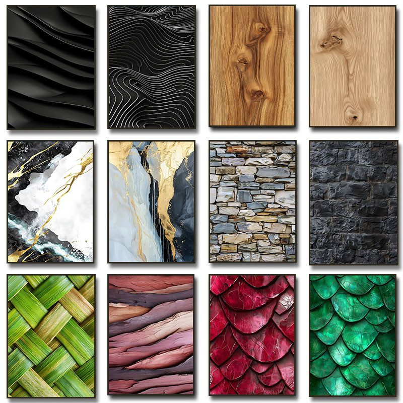 

Amazing Texture Material Wood Stone Line Wall Art Canvas Painting Fashion Poster Wall Pictures Home Decoration For Living Room
