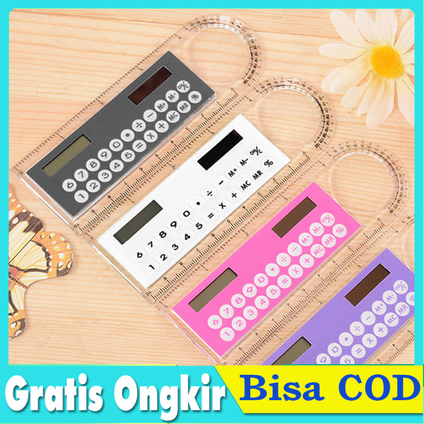 

[2in1 Solar] Kalkulator Penggaris 15cm Super Tipis - Alat Sekolah & Kantor Praktis dengan Tenaga Surya, Penggaris Kalkulator Portabel Multifungsi 8 Digit