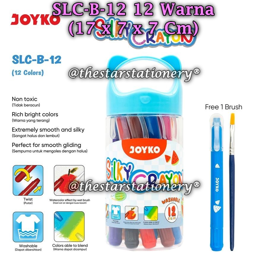 

(1 Tube isi 12 Warna) GROSIR Silky Crayon Joyko SLC-B-12 12 Warna / Crayon Krayon Halus Joyko SLC-B