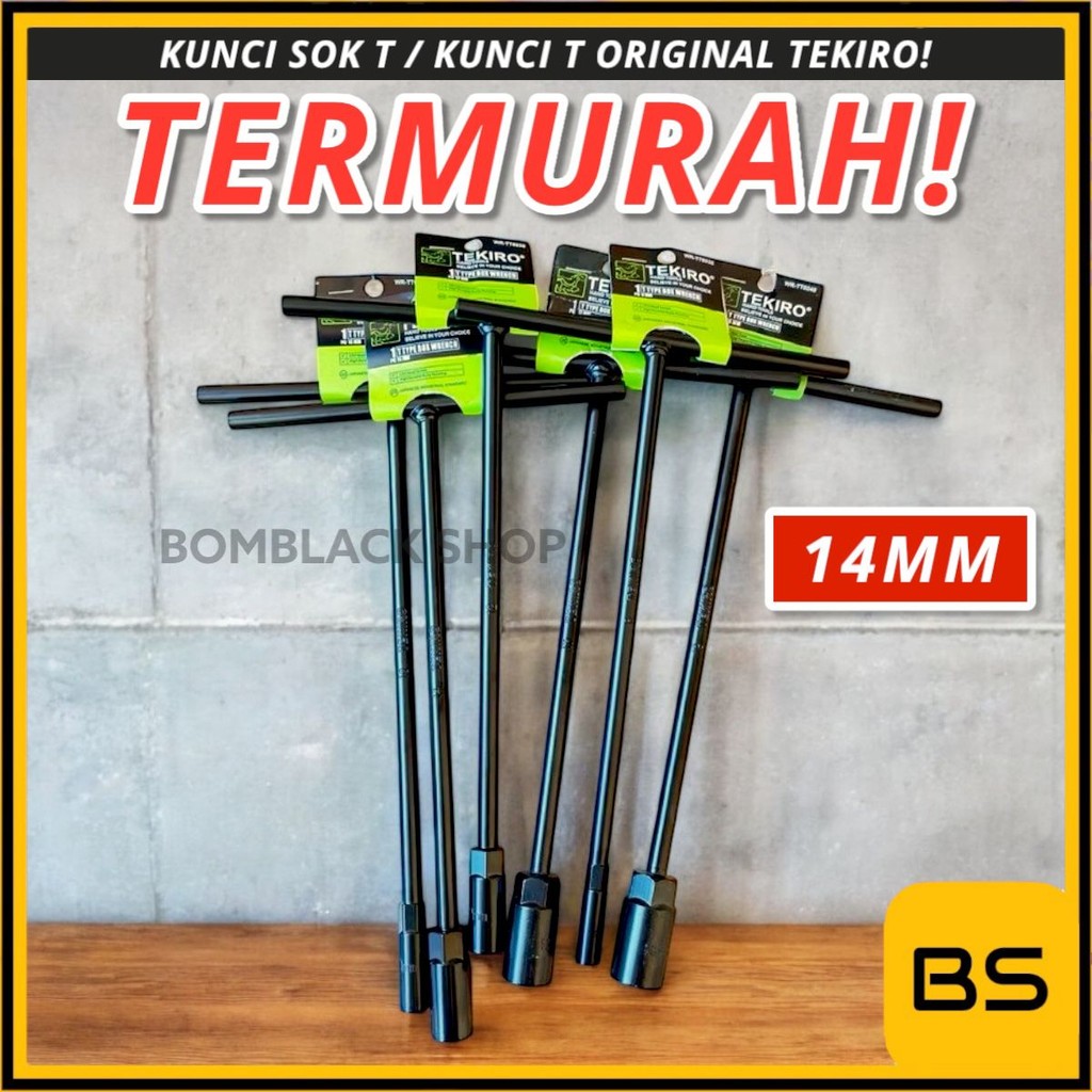 TEKIRO Kunci Sok T 14mm Hitam Kunci T Sock Shock 14 mm Socket Panjang