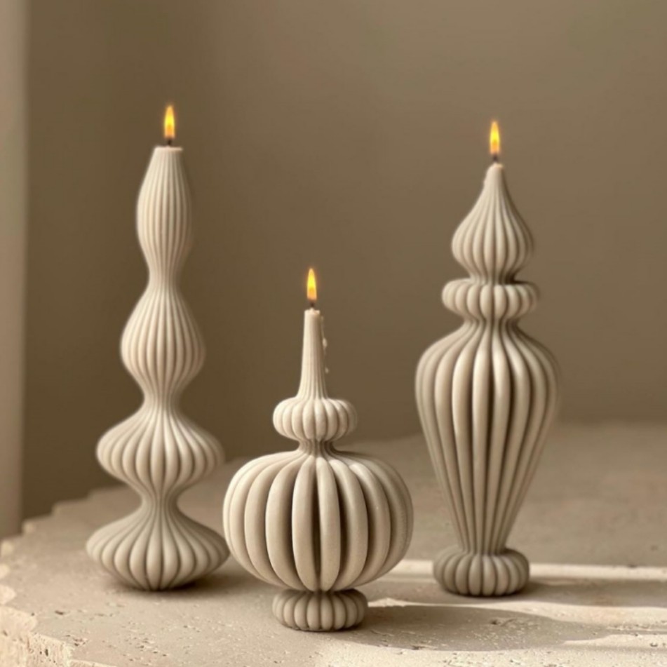 

8-36cm Large Vase shaped candle silicone mold Striped Roman column candle silicone mold table lamp shaped resin mold Gypsum mold