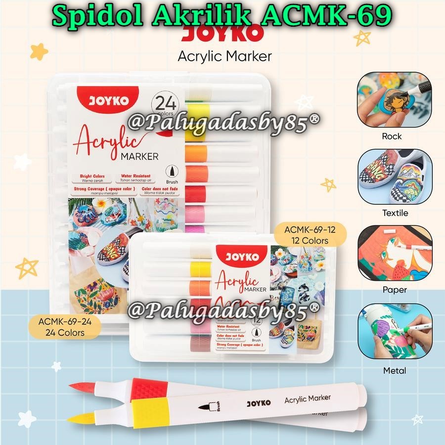 

(1 Set) GABUNGAN Spidol Akrilik JOYKO ACMK-69 / Acrylic Marker Spidol Akrilik Joyko ACMK-69