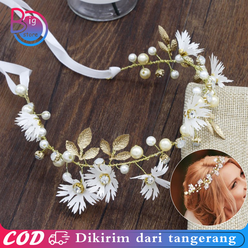 Mutiara Hiasan Kepala Bandana Bunga Mutiara Headpiece Hijab Bunga Bandana Mutiara Bunga