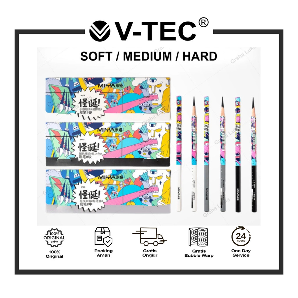 

MIYA HIMI NEW WEIRD PENSIL GAMBAR SKETSA CHARCOAL PENCIL BTB 28 SOFT // BTB 29 HARD // BTB 30 MEDIUM ISI 8 PCS