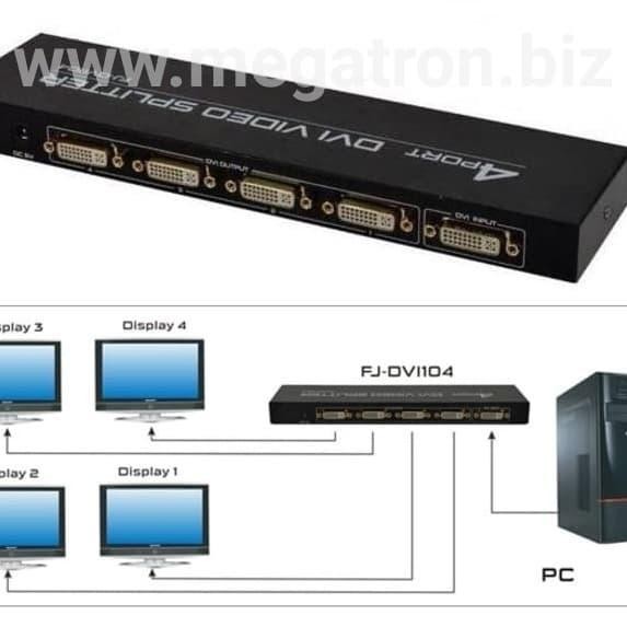 DVI Splitter 1 input - 4 output (Resolution up to 1920 x 1440 @60Hz)