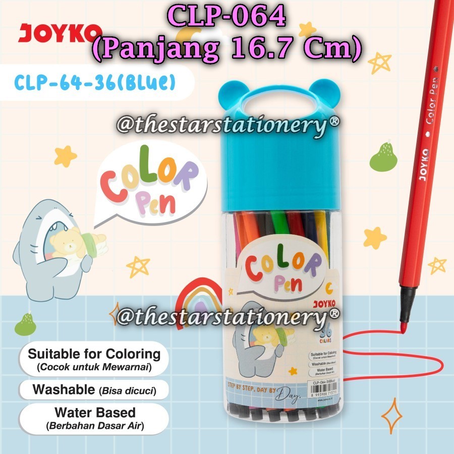 

(1 Tube Isi 36 Warna) GROSIR Color Pen JOYKO CLP-064-36 / Color Pen Pulpen Pena Warna Joyko CLP-064