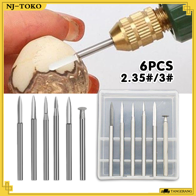 6PCS Mata Bor Kayu Kecil 2,35MM 3MM Untuk Ukiran Kayu, Ukiran Akar, Ukiran Kernel, Dll, Alat Listrik