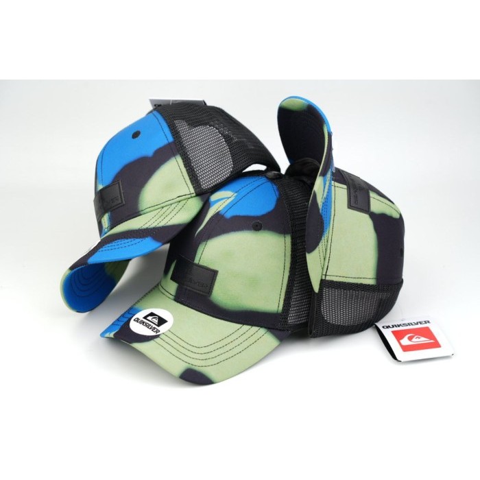 topi snapback Quiksilver / Quiksilver log bulat original import / hat - Cap Hijau Biru