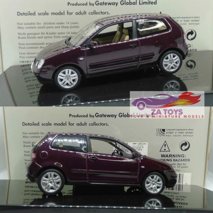 Pee99 Diecast Volkswagen VW Polo 3 Doors Maroon by Autoart Dealerbox Skala 1:43