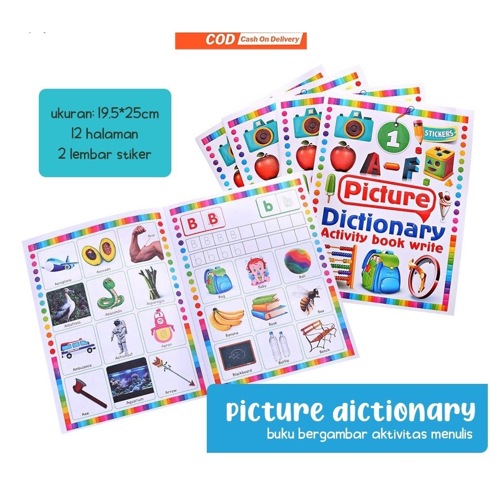 Picture Dictionary Buku Stiker Alphabet Anak/ Buku Aktifitas