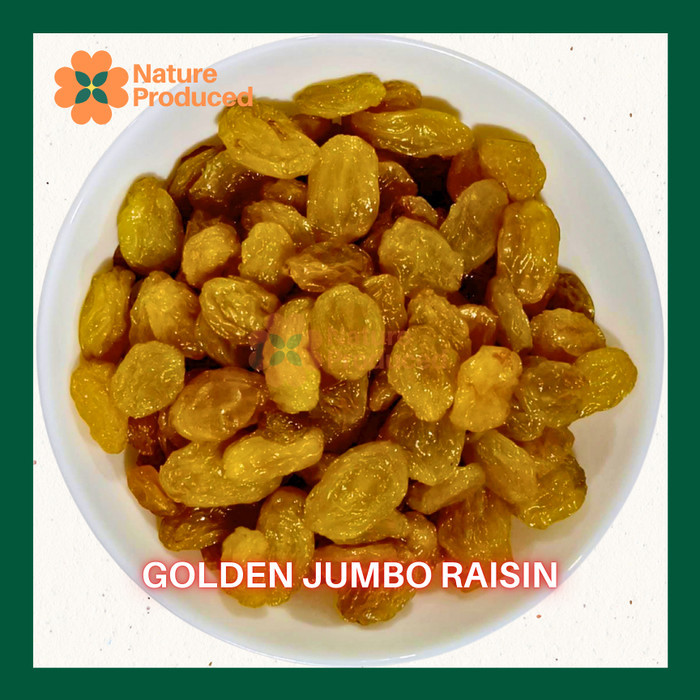 

Nature Produced Jumbo Golden Raisin – Kismis Kuning Besar Premium | Manis Alami & Lembut | Camilan & Topping Sehat
