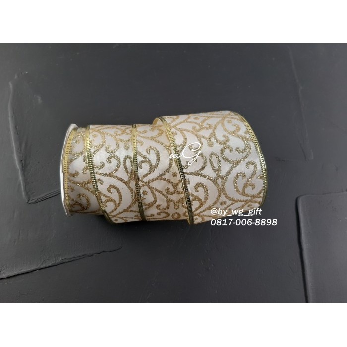 

Pita Satin - Motif Gliter; Lebar 6.3cm; Panjang 10 yard - Mix Colour