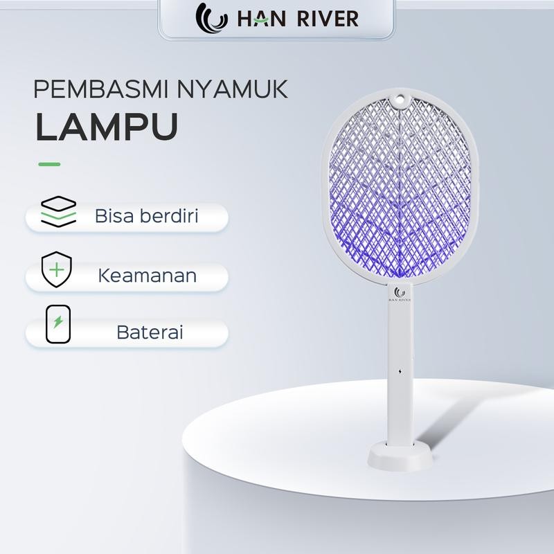 HAN RIVER Raket nyamuk 2 in 1 Mosquito killer HRDWP01WT putih Baterai Listrik Ungu