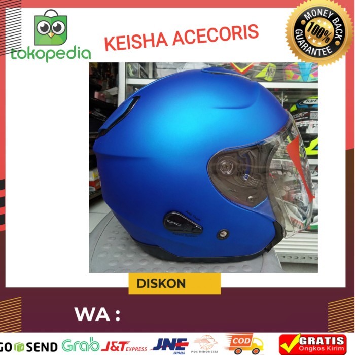 PROMO HELM KYT KYOTO GLOSSY#BLUE DOFF BIRU DOFF - Xl