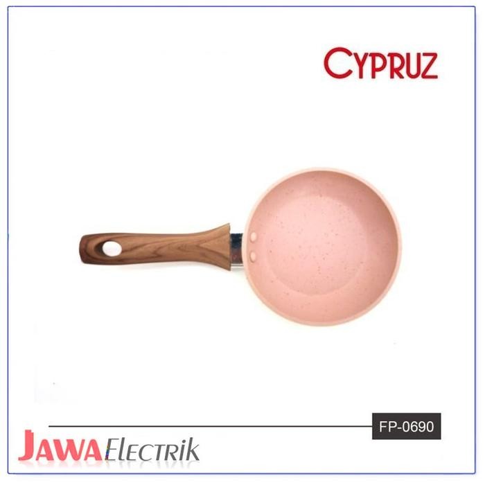 Wajan Cypruz FP-0690 FRYPAN Marble Coating Pink Gagang Kayu 12cm - Warna