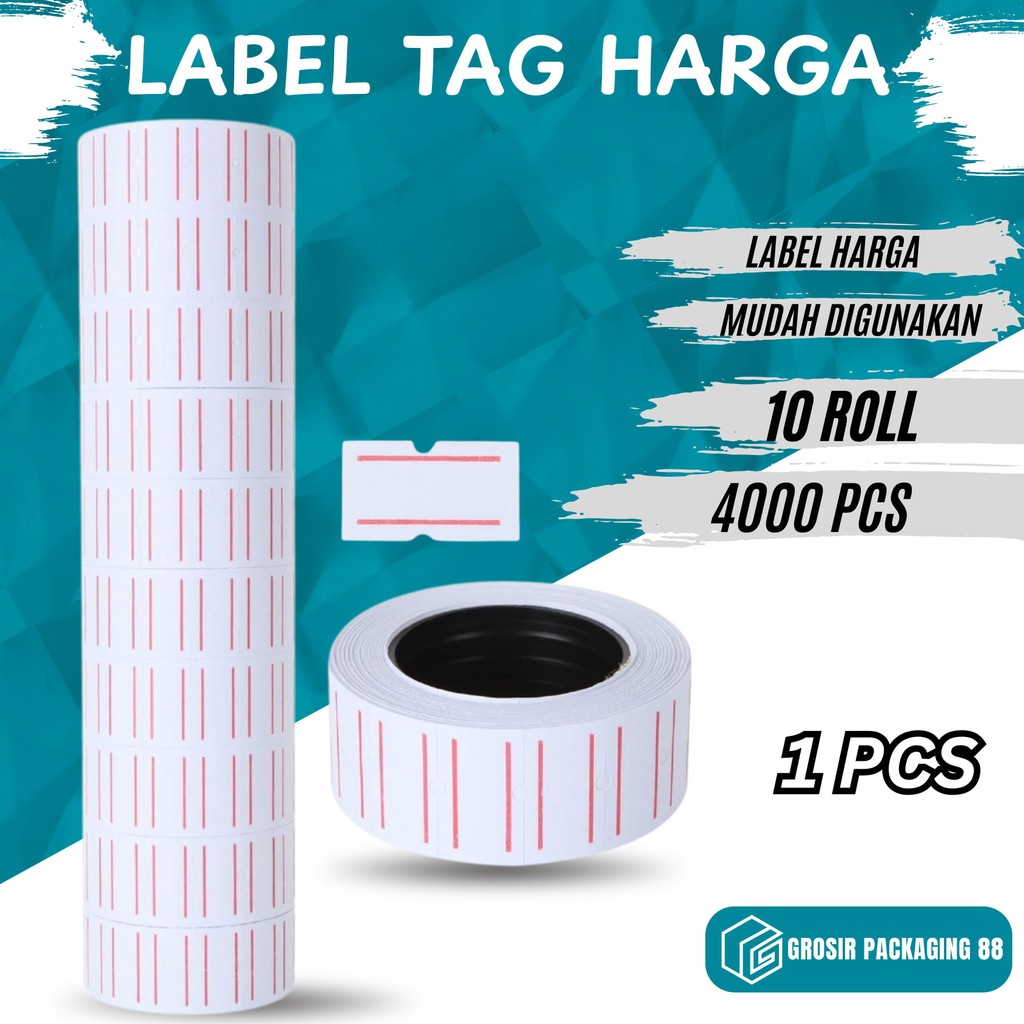 

Kertas Label Harga Refill Price Tag Roll 400 PCS 1 Line isi 10 Penanda Harga Bungkus Makanan
