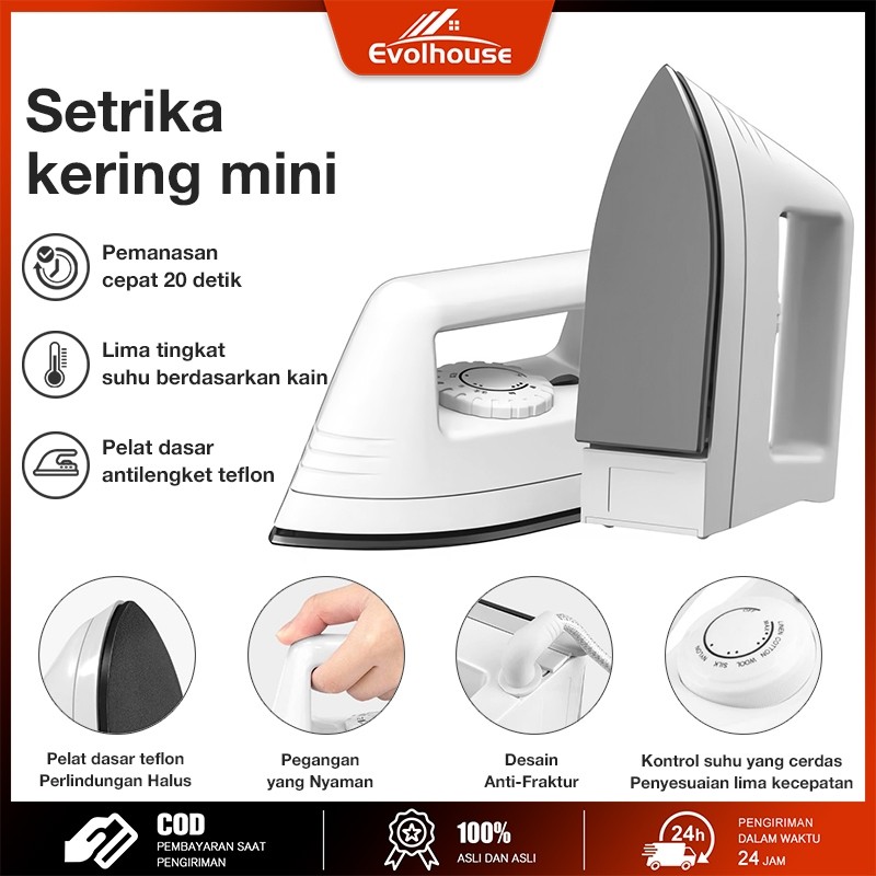 【Ready Stock】Setrikaan Portabel Iron Setrika Lipat Traveling Setrika Listrik Mini Iron Foldable-500W