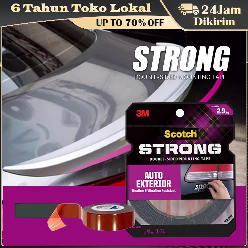 

3M Scotch Lakban Double Tape Ekstrim Perekat Super Kuat Waterproof dan Heat Resistant Lakban Dua Sisi Mobil Outdoor Anti Residu 12 mm x 4 Meter