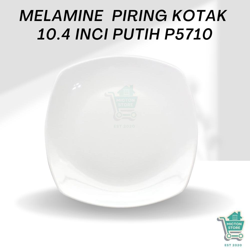 TOPTON Premium Piring Kotak 10.4 Inch P5710 Piring Kotak Melamin Piring Persegi Melamin Wadah Makan 