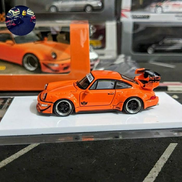 HJ99 Diecast Fast & Speed Porsche RWB 964 HIbiki GT Wing Orange Minus Akrilik