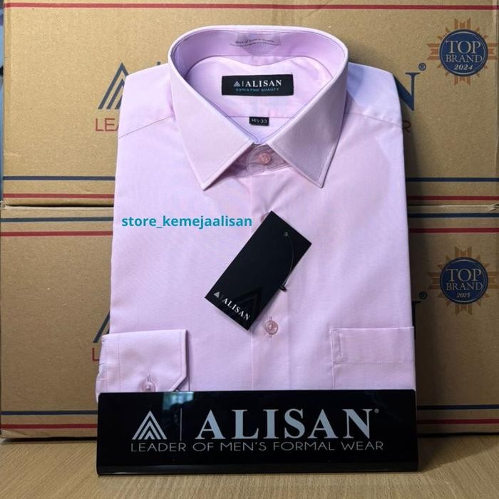 Kemeja Alisan REGULER Tangan Panjang Polos Pria Formal Varian Warna Merah Mbata Tosca Pink - LILAC ,